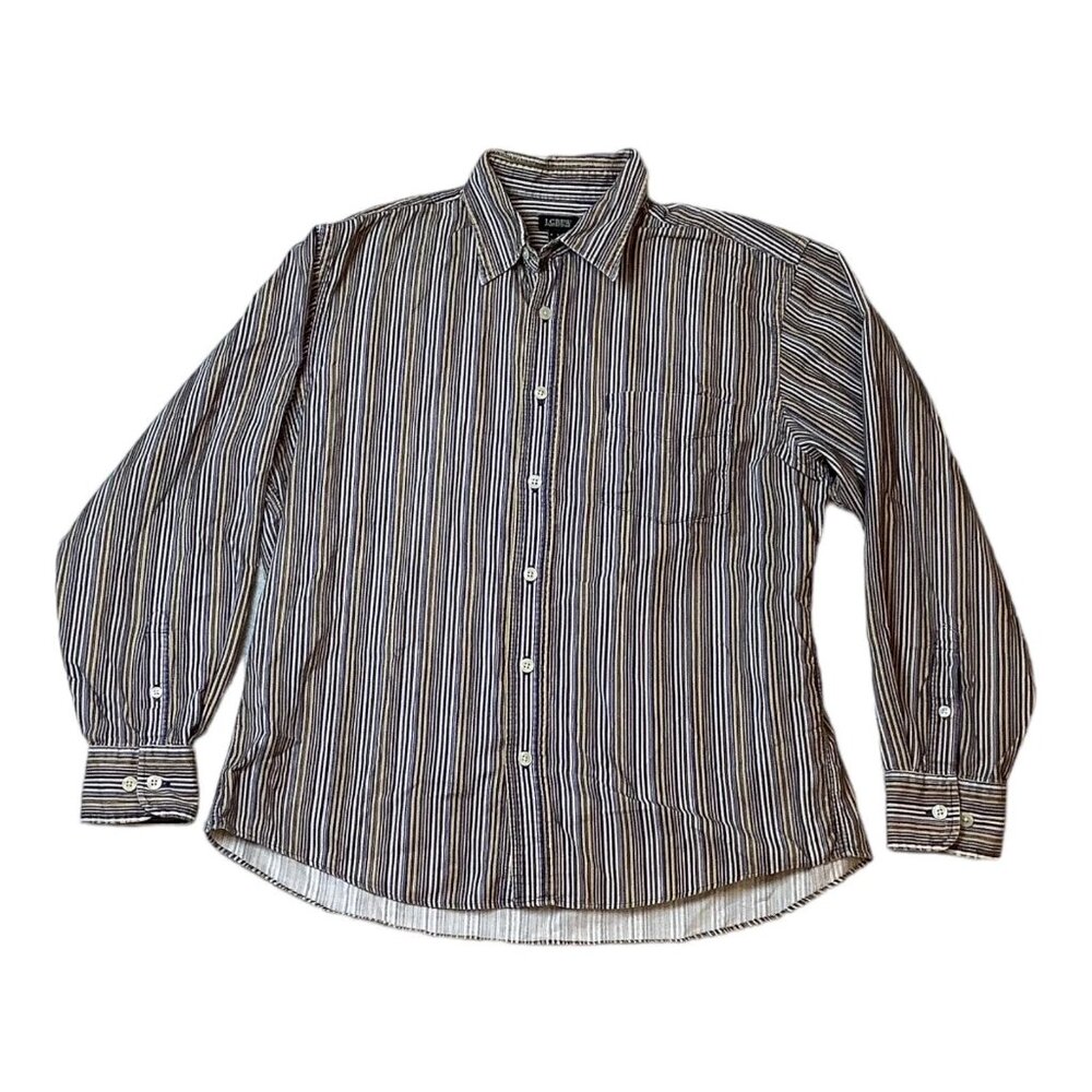 J. Crew Shirt Mens Size Large Button Up Long Sleeve Stripe Shirt 100% Cotton